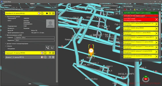 Программно-технический комплекс «Горный диспетчер» Контроль обездвиживания